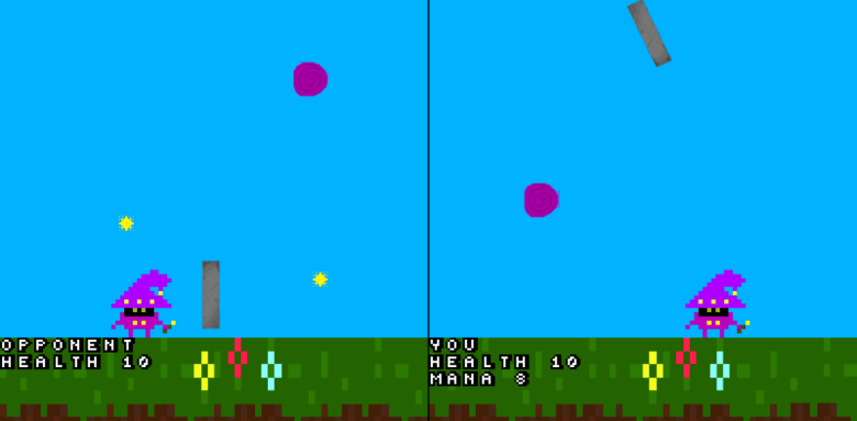 A screenshot of Magic Missile Wizard Duel gameplay.